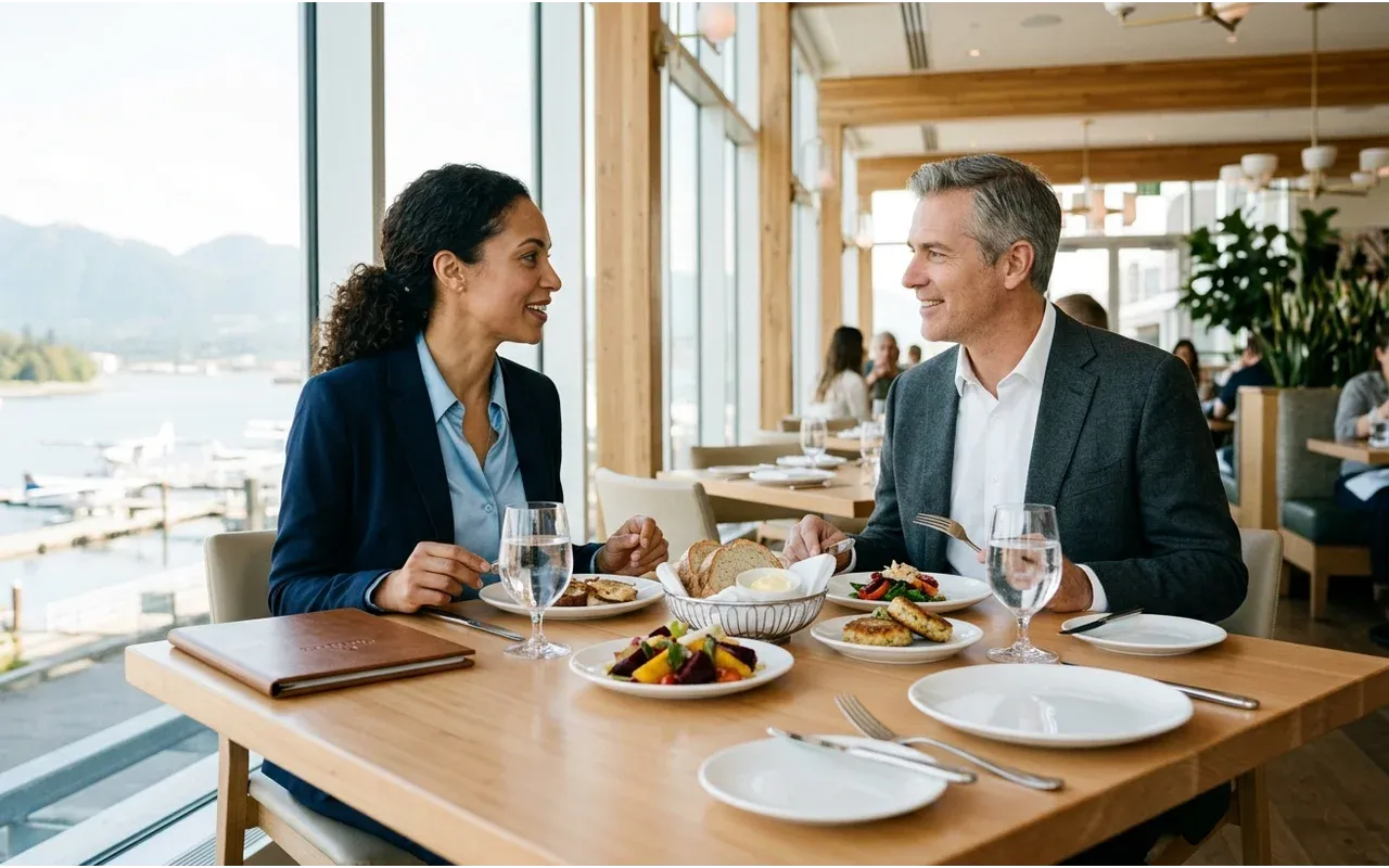 People dining out using a company dining benefit